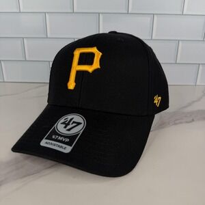 Pittsburgh Pirates Hat Cap Strap Back Mens One Size Black Yellow 47 MVP Baseball